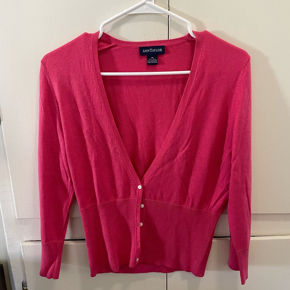 Ann Taylor Women's Vibrant Pink Cardigan